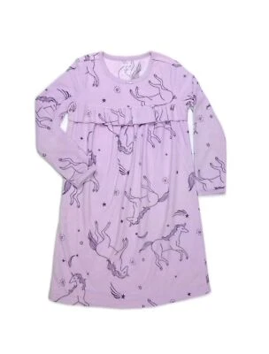 Camisón, vestido de unicornio con volantes de vellón púrpura para niña Carter's Foto 1 de 2