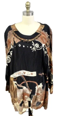 Top pequeño vintage años 90 Carole de gran tamaño con cuentas de rayón retro talla grande XXL Foto 1 de 4