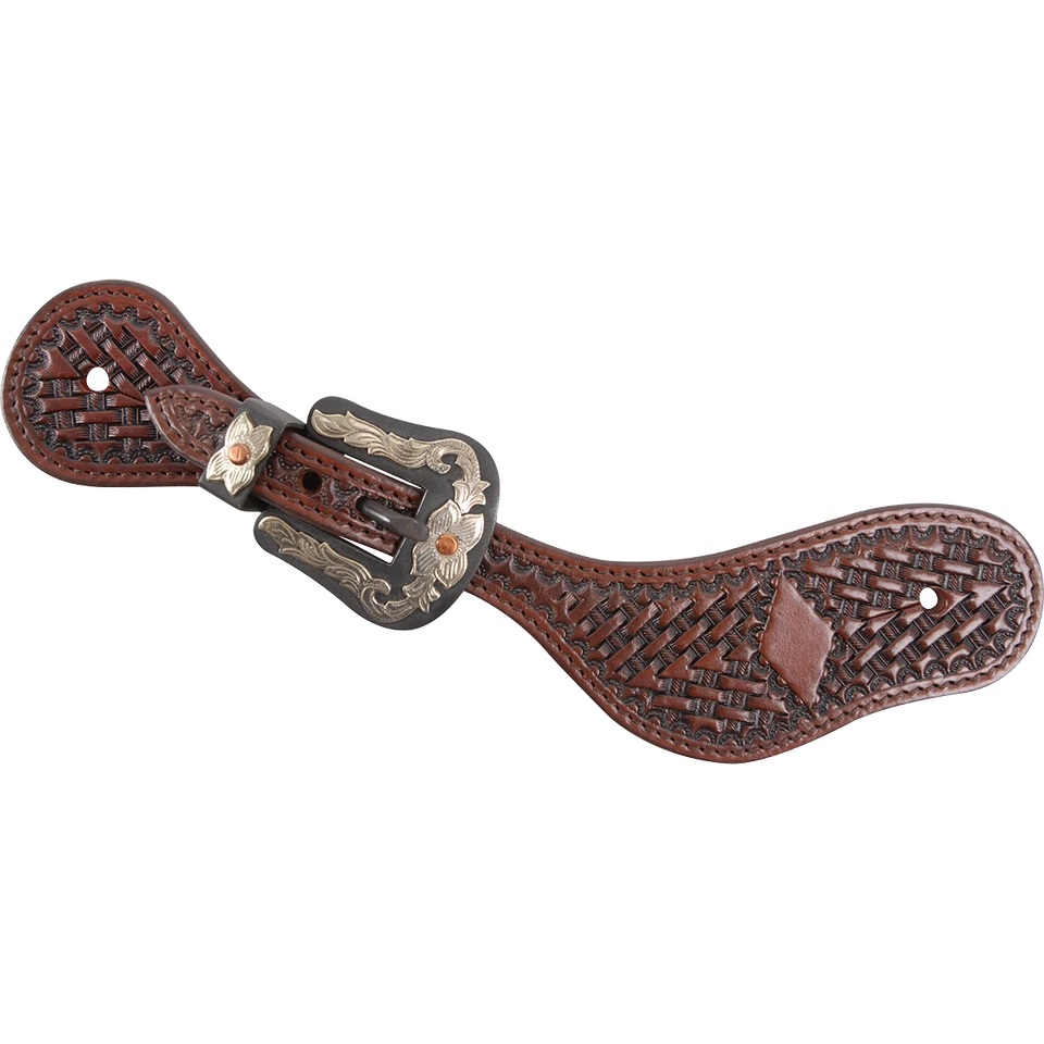 Антикварные ремешки из каштана с бриллиантами и пряжками в виде цветов с завитками - Изображение 1 из 1