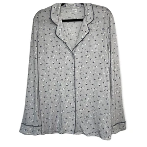 Nordstrom Gray Floral Print Long Sleeve Pajama Top Women's Size Large - Picture 1 of 9