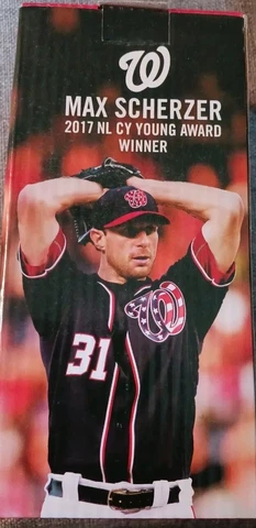 Max Scherzer 2018 NL Cy Young Award Washington Nationals Bobblehead with box Cover