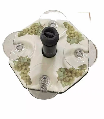 Garrafa de vidro de vinho caddy comporta 4 com uvas pintadas à mão 7,25" - Imagem 1 de 3