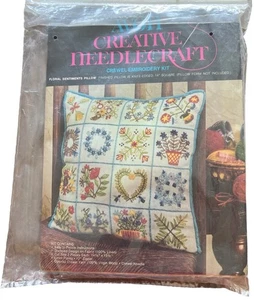 Vintage Crewel Avon Creative Handarbeit Blumen Gefühle 14" Kissen-Kit Neu - Bild 1 von 5