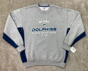 Miami Dolphins Sweatshirt Men's Large Gray Crewneck VINTAGE - New With Tags - Picture 1 of 8