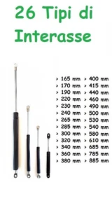 1 PISTONE A GAS MOLLA PER LETTO CONTENITORE - 24 TIPI DI INTERASSE A OCCHIELLO - Afbeelding 1 van 23