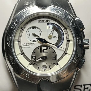 Seiko Arctura Kinetic Chronograph Watch 7L22-0AJ0 Date Stainless Steel Band - Picture 1 of 24