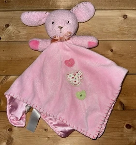 Carters rosa Häschen Baby Lovey Rassel Sicherheitsdecke Herzen genähte Borte Satin - Bild 1 von 11