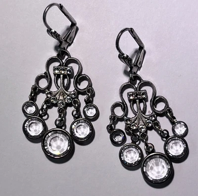 Catherine Popesco Silver Chandelier Earrings EUC - Image 1 of 4