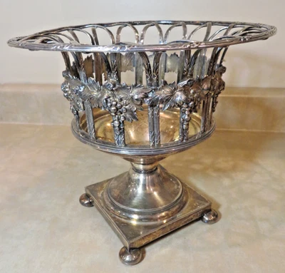 Vintage Silver Platted Ornate Victorian Style Footed Center Piece Fruit Basket - Image 1 of 4
