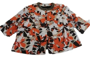 Giacca blazer Lane Bryant donna taglie forti 24 multicolore floreale legno pietre collo - Foto 1 di 11