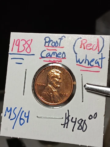👉1938 Lincoln Cent Proof  Bright Red Superb Eye Appeal Cover