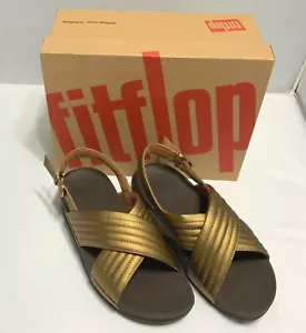 FitFlop Women Lulu Padded Back-Strap Sandals Leather Shoes Bronze 7 8 9 NIB - Picture 1 of 11