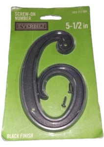 Everbilt Screw-on Plastic House Number 6 Black Finish - 5 1/2"  in.  - Picture 1 of 2