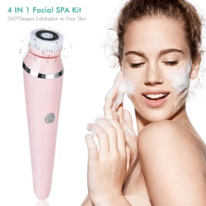4 in1 Facial Cleanser Brush Massager Rotating Scrubber Pore Blackhead Exfoliator - Picture 1 of 17