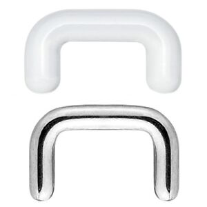 SEPTUM NOSE RETAINER RING STAPLE STYLE (Clear Acrylic or Steel) 16G/14G/12G/10G