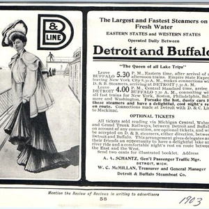 Anuncio impreso de barco de vapor Detroit & Buffalo 1903 vaporizador de agua dulce línea de vapor D&B 1 W - Imagen 1 de 3