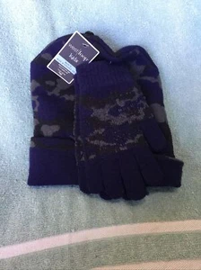 West Loop Hat And Gloves Boys 4 To 8 Years Old Blue Camo Set Brand New - Picture 1 of 6