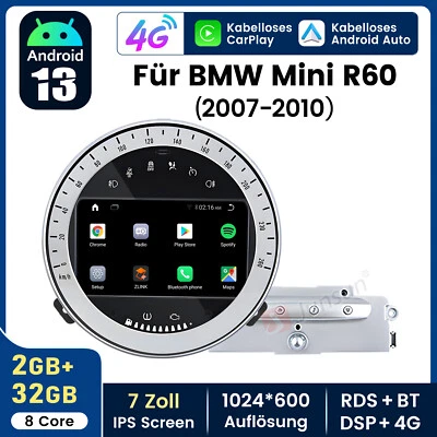 Carplay Für BMW MINI R52 R56 R60 2+32G 7” Android 13 Autoradio GPS NAVI WIFI 4G - Bild 1 von 4