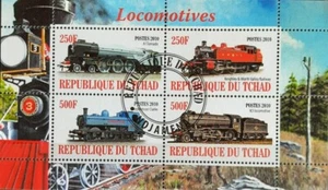 161. CHAD 2010 USED STAMP M/S LOCOMOTIVES . - Picture 1 of 1