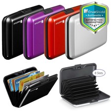 RFID Aluminum AntiTheft Minimalist ID Credit Card Holder Wallet Lock Case 8 Slot