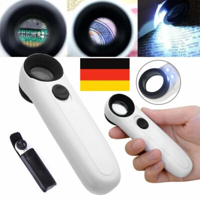 40 Fach Lupe mit LED Licht Leselupe Vergrößerungsglas Juwelierlupe Handlupe  - Bild 1 von 4