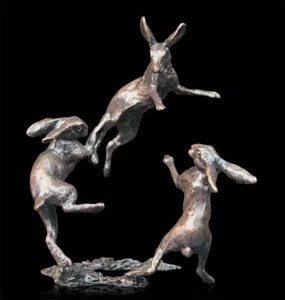 Hares Dancing Bronze Miniature Collection Centerpiece (Butler and Peach) - Picture 1 of 1