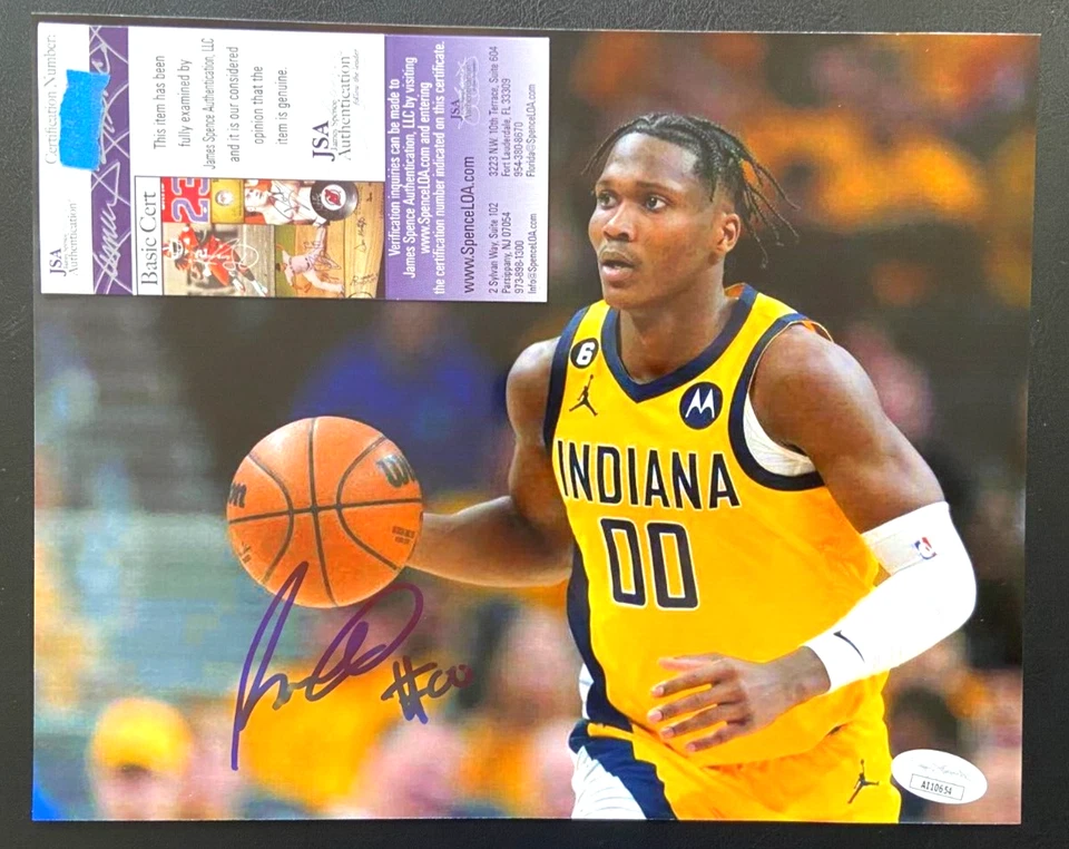 BENNEDICT MATHURIN SIGNED 8X10 PHOTO INDIANA PACERS ARIZONA WILDCATS JSA A - Image 1 of 1