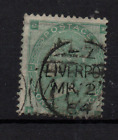 GB QV 1/- green SG90 Plate 1 fine Liverpool CDS used WS35008