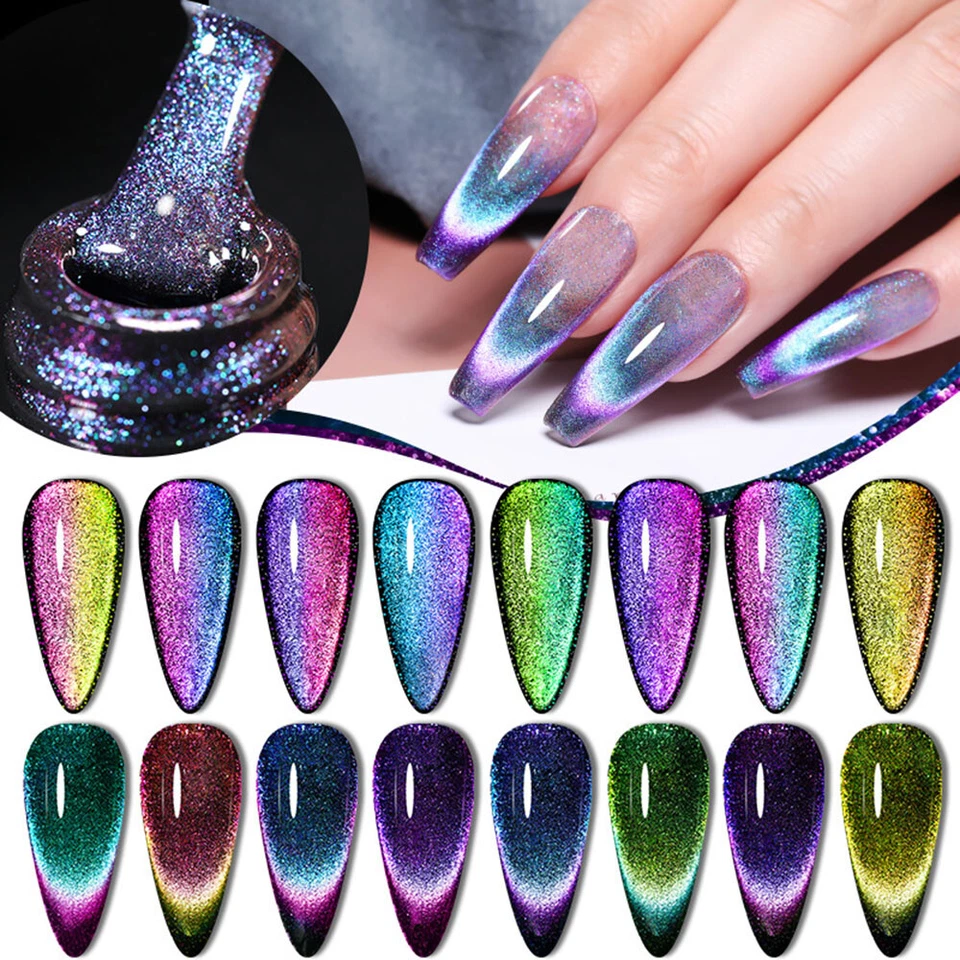 Glitter Cat Eye Laser Gel Nagellack Nagellack Nail Art Decor Diy  ◆ - Bild 1 von 4