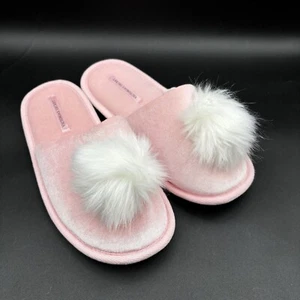 Victoria’s Secret Pink Pom Pom Slip-On Slides Slippers Cozy Women’s M (7/8) - Picture 1 of 7