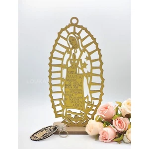 US 4/12 Wood Religious Lady Guadalupe Centerpiece w\ Stand Baptism Party Decor - Picture 1 of 6