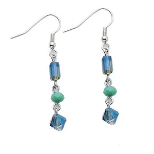 Park Lane "MIDORI" EARRINGS  Shades of Blue & Green Crystal Beads - Light & NICE - Picture 1 of 2
