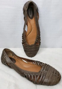 Fossil Taupe Brown Leather Women’s Flats Shoes Size 9.5 Strappy Shoes  - Picture 1 of 6