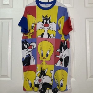 Vintage Sylvester Tweety Shirt Vogel Looney Tunes Pyjama Schlafkleid One Size 90er - Bild 1 von 9