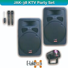 E-lektron JAK-38 15" inch Bluetooth Speaker Set w/ 2 UHF Mics Party Light Stands