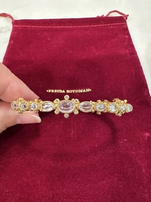 Freida Rothman Yellow Gold Hinged Bangle With 14kt Matte Overlay. - Image 1 of 4