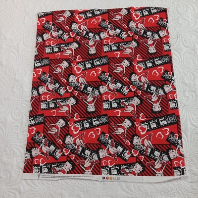 Betty Boop Fabric 18"x 22" Fat Square Hearts  Film Strips Camelot Fabrics - Image 1 of 4