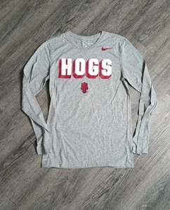 Nike Arkansas Razorbacks Shirt Erwachsene Small grau SEC Dri Fit Langarm Komfort - Bild 1 von 6