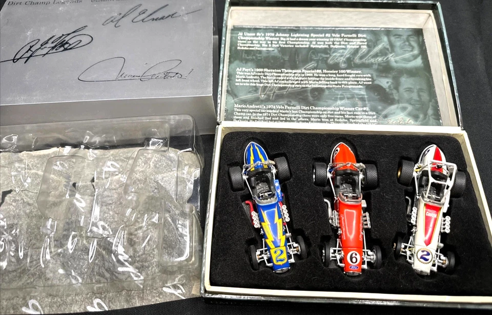 Dirt Champ Car Legends 70' Al Unser Sr 69' Foyt 74' Andretti 1/43 GMP 3 Diecast Foto 1 de 4