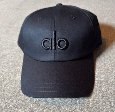 Alo Yoga Off-Duty Trucker Hat Black White Logo Snapback Mesh Cap