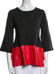 Lisa Perry Wool Cashmere Sweater Crew Neck Sz XS Colorblock Pockets (E - Picture 1 of 5