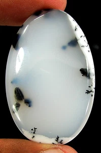 Pietra Preziosa Opale Dendritico Bianco Naturale 74,20 Ct Cabochon Filo Avvolgente Pietra - 24737 - Foto 1 di 2