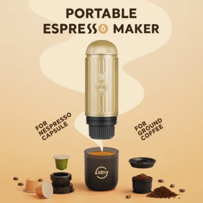 Portable 2in1 Espresso Maker 19bar Coffee Machine Self-Heating Ground&NS Pod - Image 1 of 4