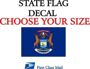 MICHIGAN STATE FLAG, STICKER, DECAL, 5YR VINYL Sate Flag of Michigan - Picture 1 of 2