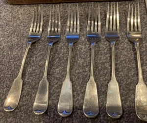 Antique Vintage JR & S BP Benares Silver Plated Dinner Forks X 6 - Picture 1 of 6