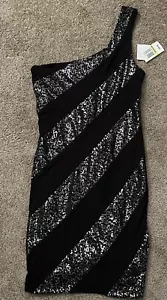 Women’s Sequined One Shoulder Short Black Party Prom Homecoming Dress Size M NWT - Picture 1 of 3