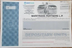 Maritrans Partners 1990 muestra certificado de stock, viñeta de color náutica - Imagen 1 de 1