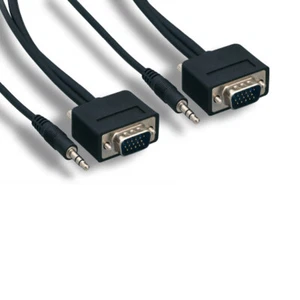 Kentek 6ft Slim SVGA HD15/AUX 3.5mm 2in1 Cord Video/Audio TV PC Monitor Display - Picture 1 of 1