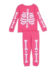 Halloween Girl's Pink Glow-in-the-Dark Skeleton Costume Pajama Set - Picture 1 of 4
