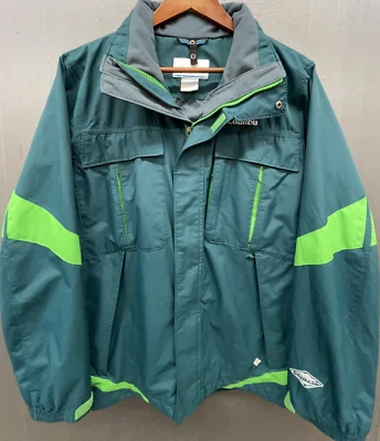 Columbia Jacket Men M Green Interchange Omni Tech Waterproof Ski Snowboard Coat - Image 1 of 4